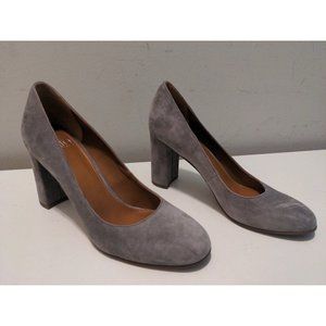 Franco Sarto Women's Suede Leather Block Heels A Aziza Gray